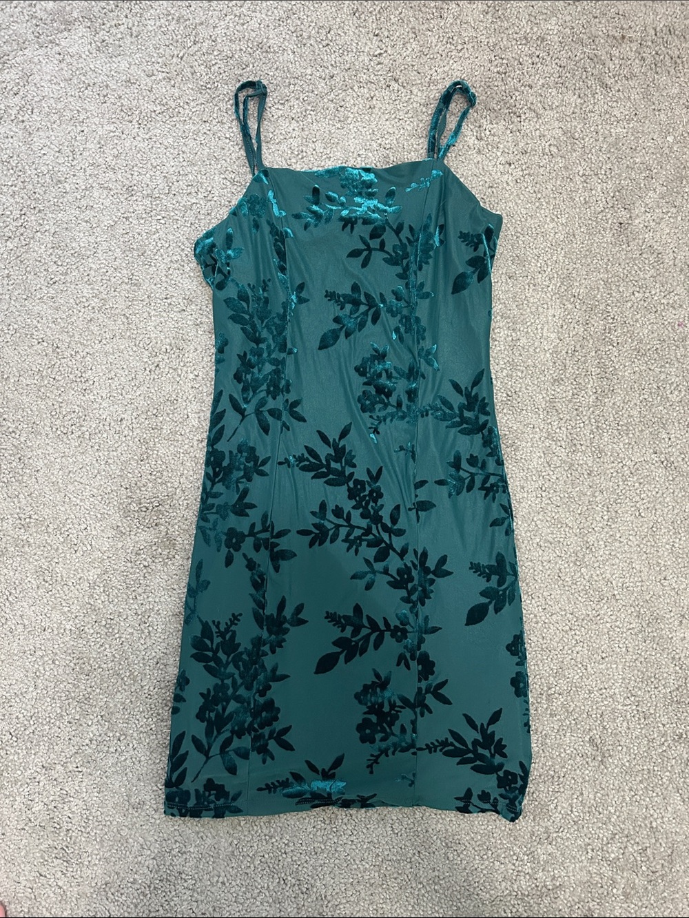 Forever 21 Teal Floral Velvet Burnout Slip Dress